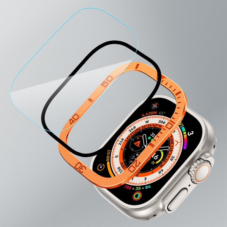 For Apple Watch Ultra 49mm Number Ring Metal Frame Integrated Tempered Film