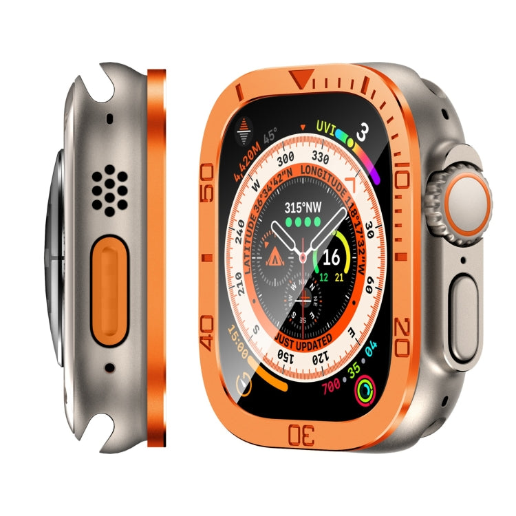 For Apple Watch Ultra 49mm Number Ring Metal Frame Integrated Tempered Film