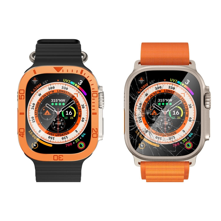 For Apple Watch Ultra 49mm Number Ring Metal Frame Integrated Tempered Film