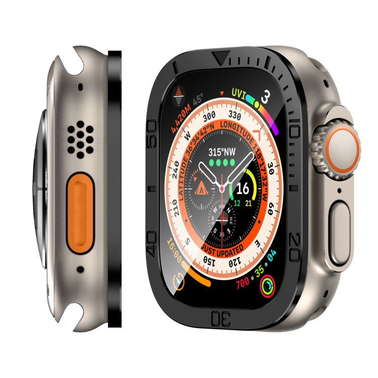 For Apple Watch Ultra 49mm Number Ring Metal Frame Integrated Tempered Film