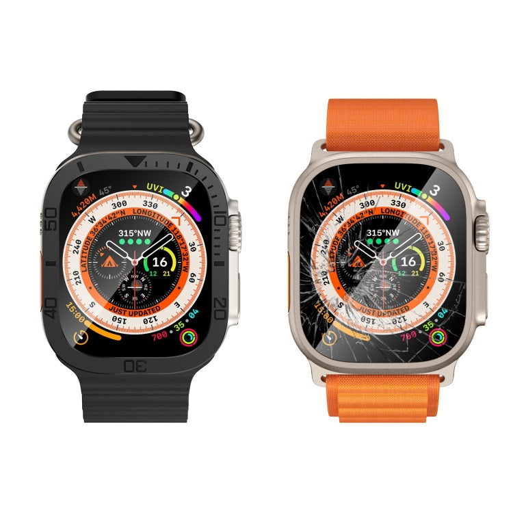 For Apple Watch Ultra 49mm Number Ring Metal Frame Integrated Tempered Film