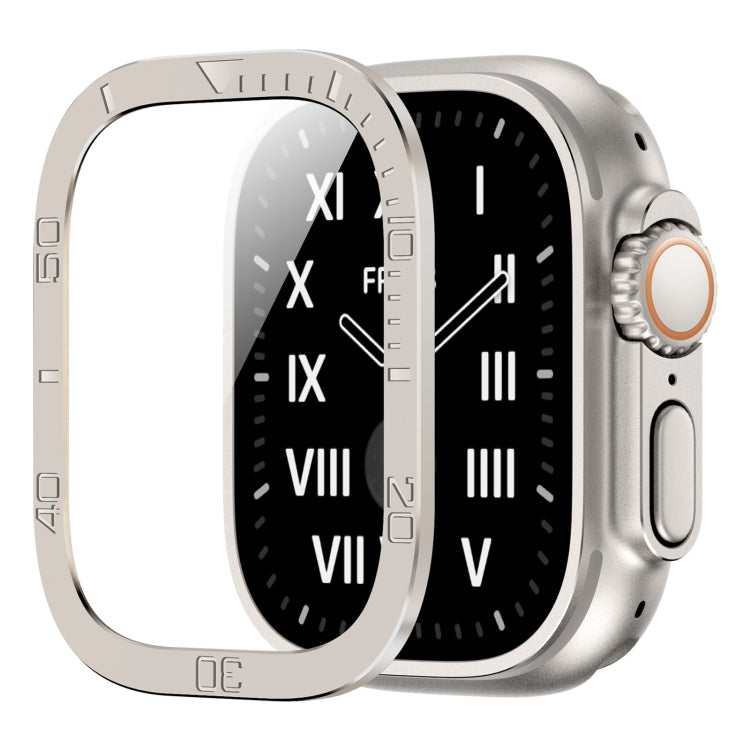 For Apple Watch Ultra 49mm Number Ring Metal Frame Integrated Tempered Film