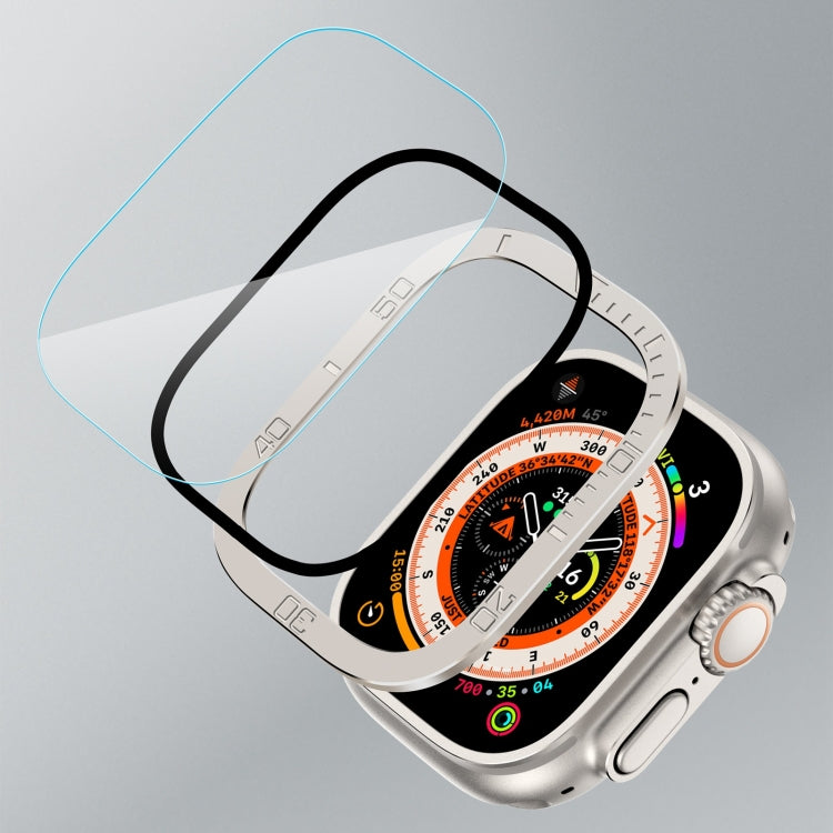 For Apple Watch Ultra 49mm Number Ring Metal Frame Integrated Tempered Film