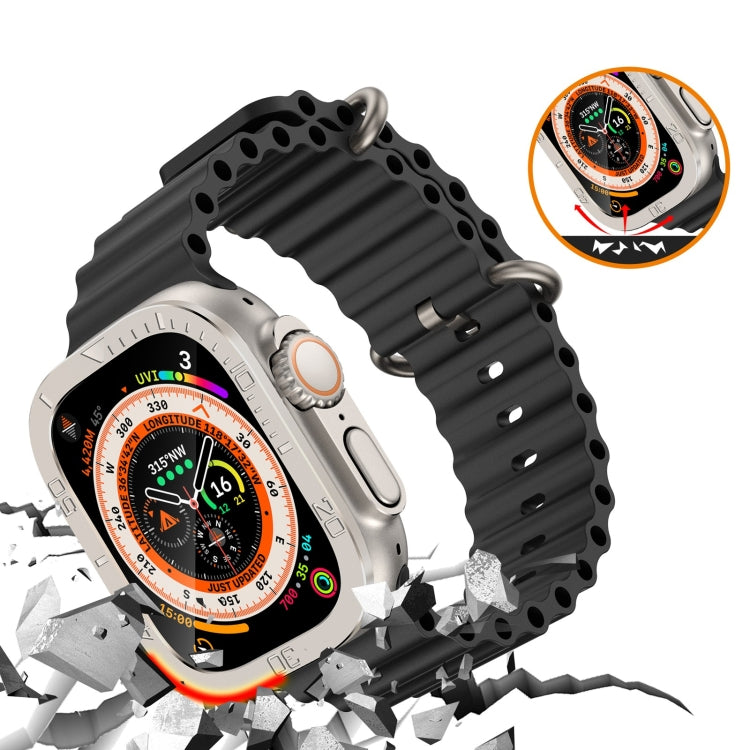 For Apple Watch Ultra 49mm Number Ring Metal Frame Integrated Tempered Film