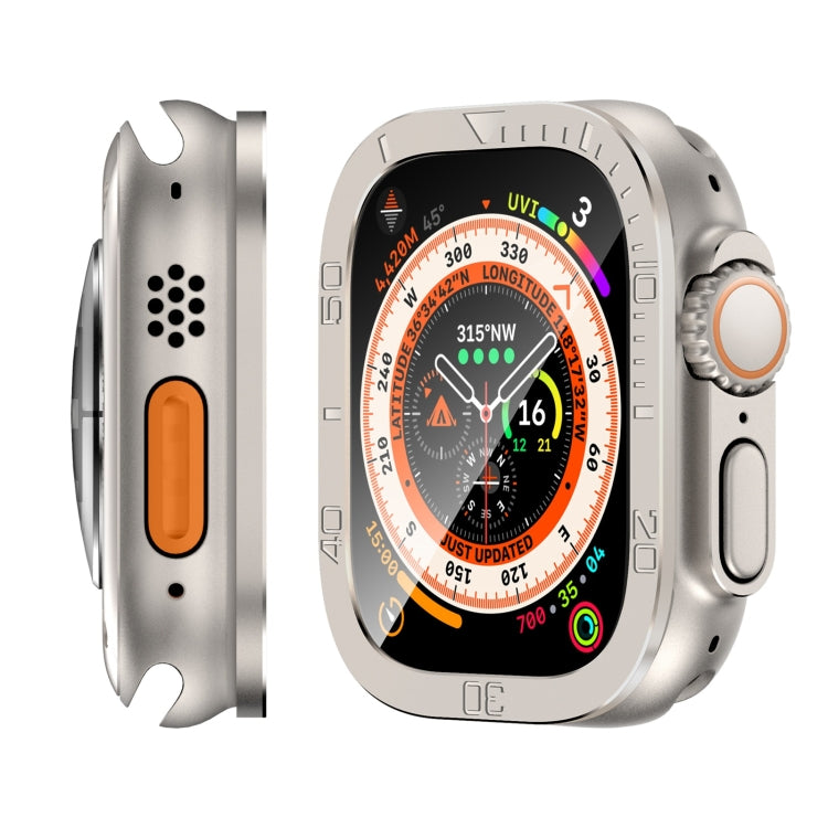 For Apple Watch Ultra 49mm Number Ring Metal Frame Integrated Tempered Film