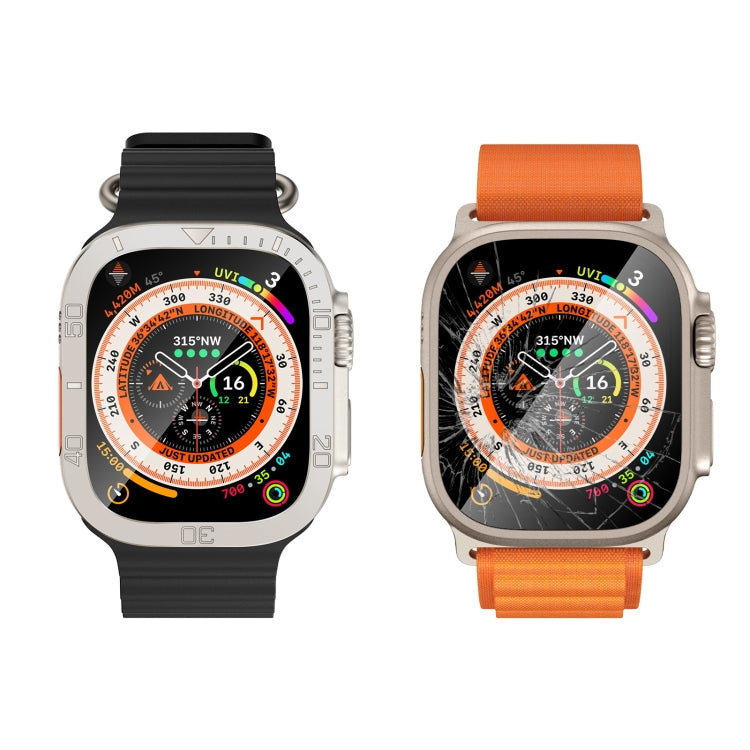 For Apple Watch Ultra 49mm Number Ring Metal Frame Integrated Tempered Film
