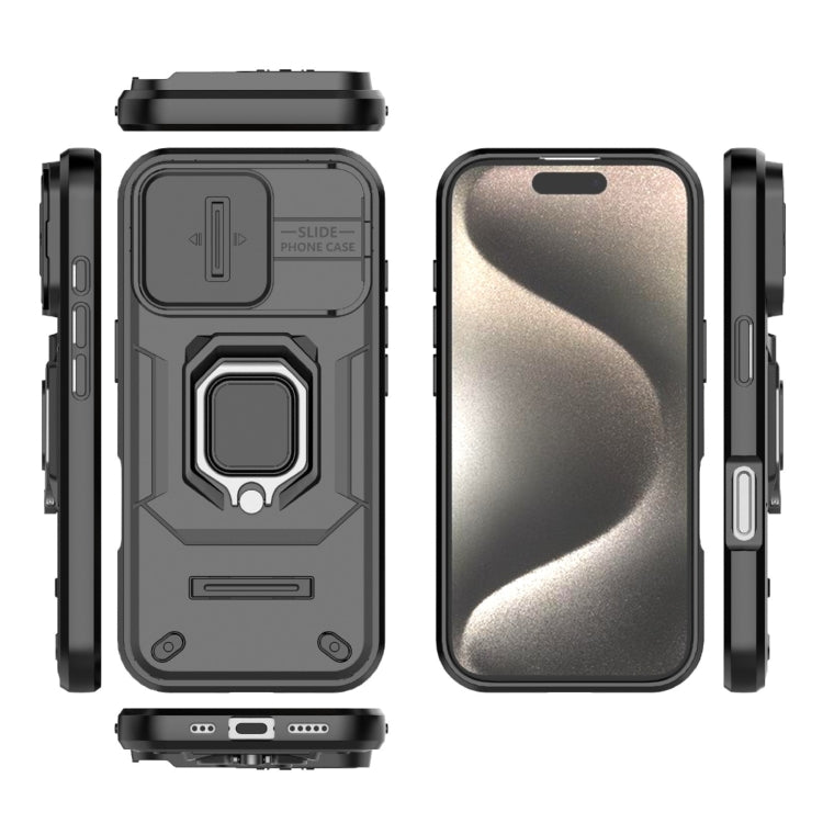 For iPhone 16 Pro Sliding Camshield TPU + PC Shockproof Phone Case with Holder