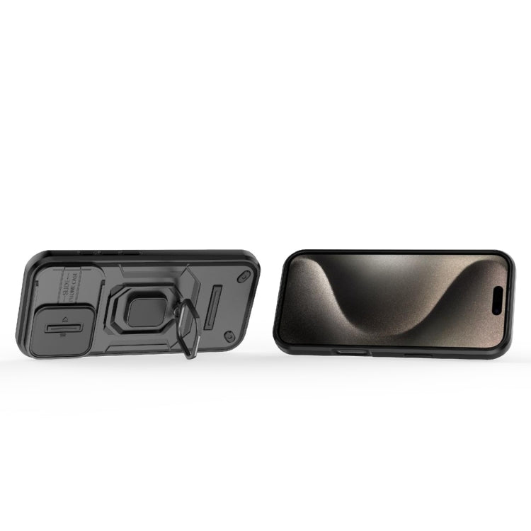 For iPhone 16 Pro Sliding Camshield TPU + PC Shockproof Phone Case with Holder