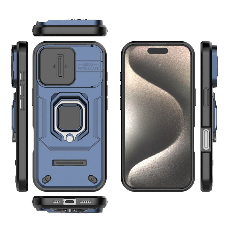 For iPhone 16 Pro Sliding Camshield TPU + PC Shockproof Phone Case with Holder