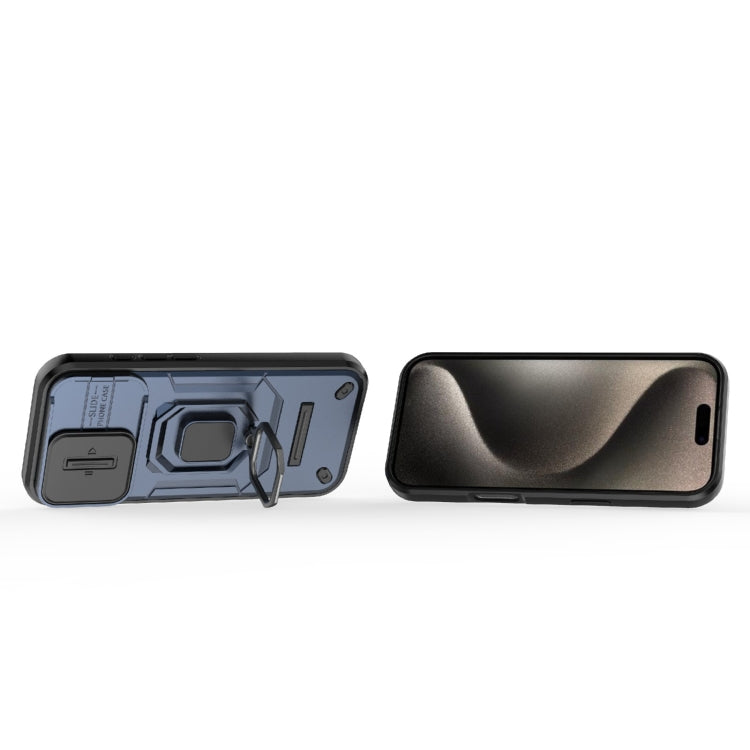 For iPhone 16 Pro Sliding Camshield TPU + PC Shockproof Phone Case with Holder