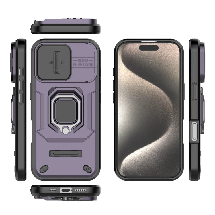For iPhone 16 Pro Sliding Camshield TPU + PC Shockproof Phone Case with Holder