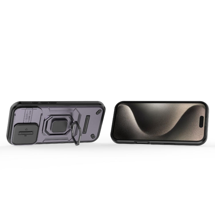 For iPhone 16 Pro Sliding Camshield TPU + PC Shockproof Phone Case with Holder