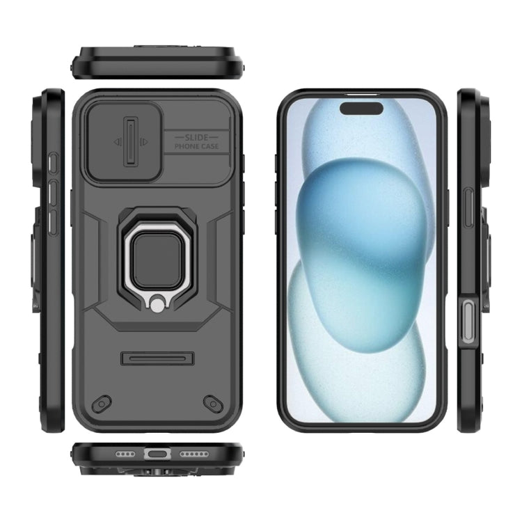 For iPhone 16 Plus Sliding Camshield TPU + PC Shockproof Phone Case with Holder