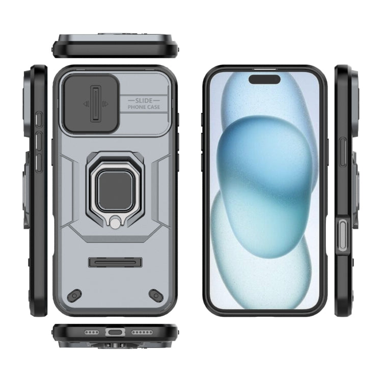 For iPhone 16 Plus Sliding Camshield TPU + PC Shockproof Phone Case with Holder