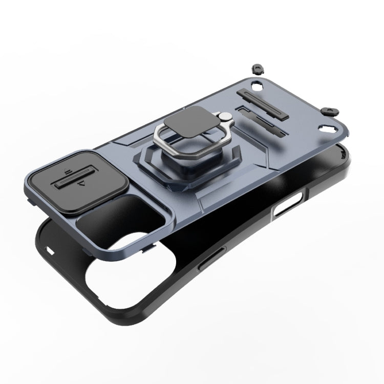 For iPhone 16 Plus Sliding Camshield TPU + PC Shockproof Phone Case with Holder