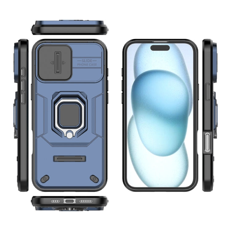 For iPhone 16 Plus Sliding Camshield TPU + PC Shockproof Phone Case with Holder