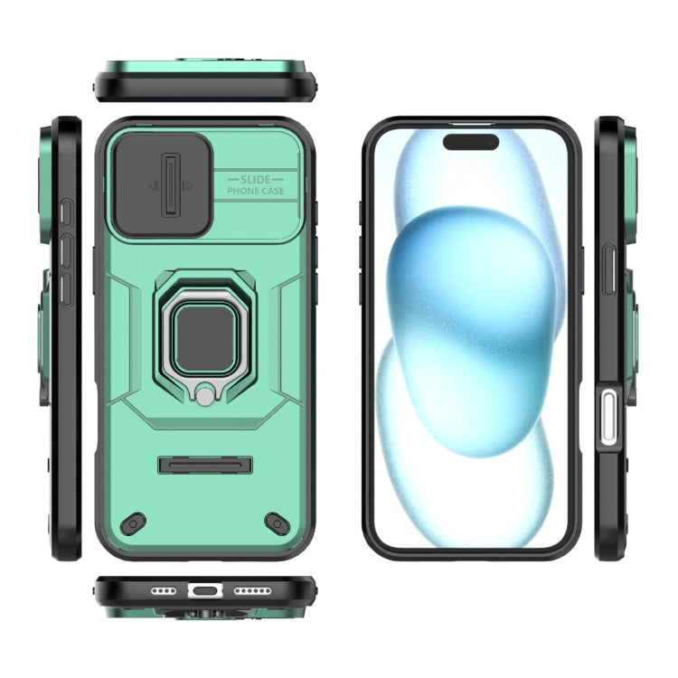 For iPhone 16 Plus Sliding Camshield TPU + PC Shockproof Phone Case with Holder