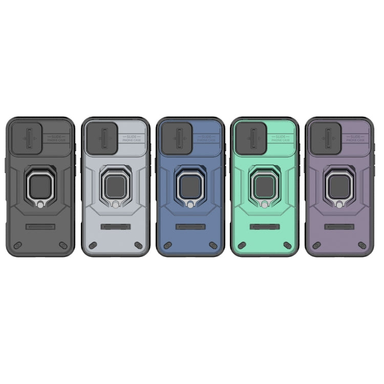 For iPhone 16 Plus Sliding Camshield TPU + PC Shockproof Phone Case with Holder