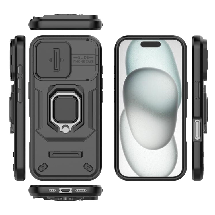 For iPhone 16 Sliding Camshield TPU + PC Shockproof Phone Case with Holder