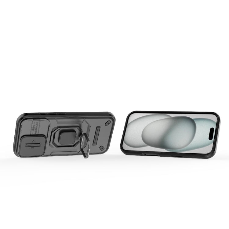For iPhone 16 Sliding Camshield TPU + PC Shockproof Phone Case with Holder