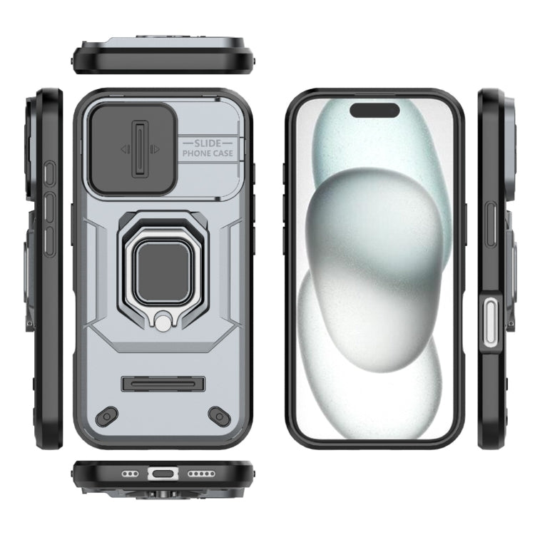 For iPhone 16 Sliding Camshield TPU + PC Shockproof Phone Case with Holder