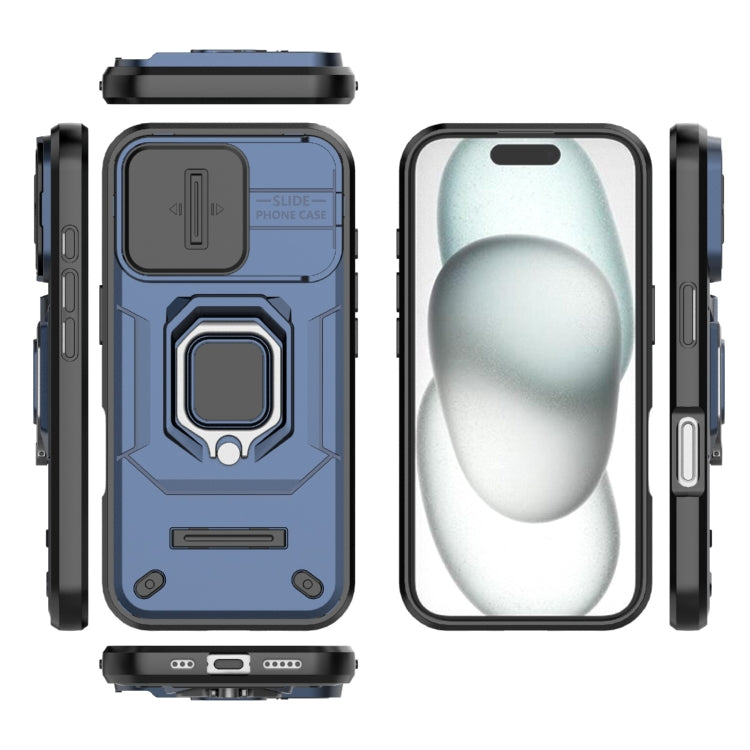 For iPhone 16 Sliding Camshield TPU + PC Shockproof Phone Case with Holder