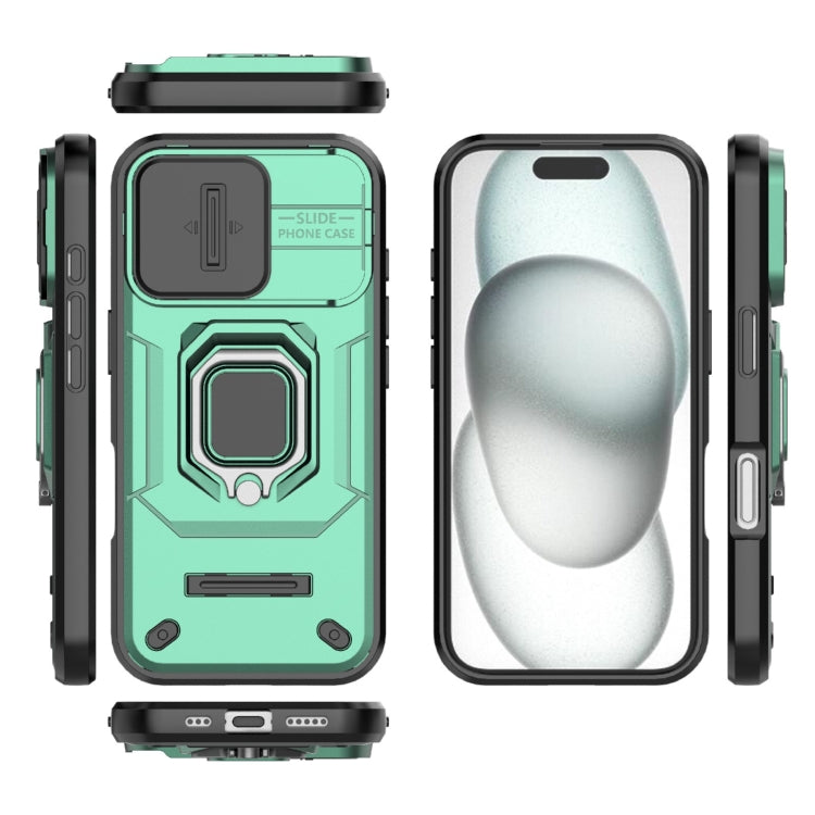 For iPhone 16 Sliding Camshield TPU + PC Shockproof Phone Case with Holder