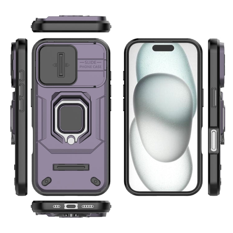 For iPhone 16 Sliding Camshield TPU + PC Shockproof Phone Case with Holder