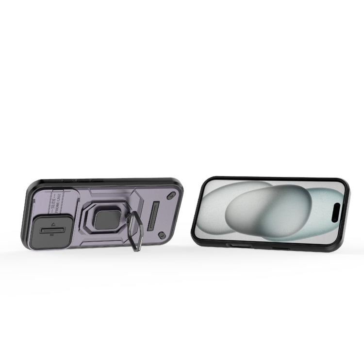 For iPhone 16 Sliding Camshield TPU + PC Shockproof Phone Case with Holder