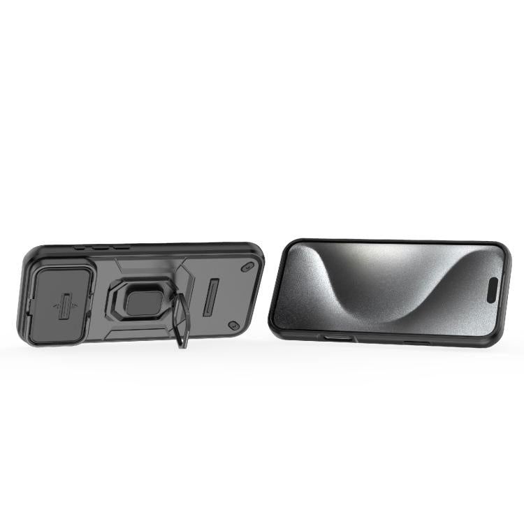 For iPhone 17 Pro Max Sliding Camshield TPU + PC Shockproof Phone Case with Holder