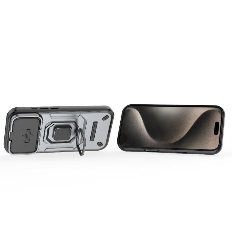 For iPhone 17 Pro Sliding Camshield TPU + PC Shockproof Phone Case with Holder