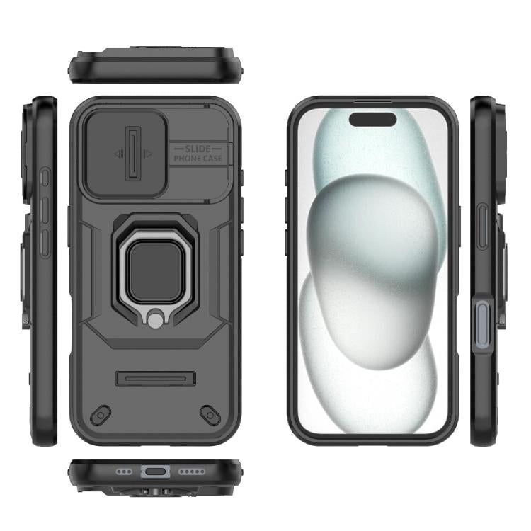 For iPhone 17 Sliding Camshield TPU + PC Shockproof Phone Case with Holder