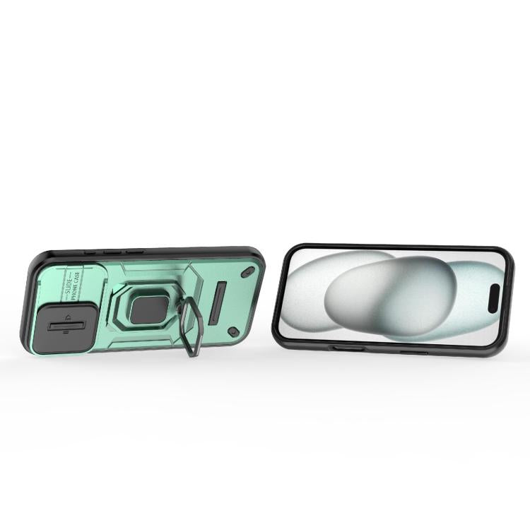 For iPhone 17 Sliding Camshield TPU + PC Shockproof Phone Case with Holder