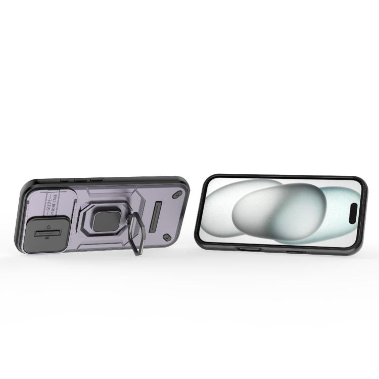 For iPhone 17 Sliding Camshield TPU + PC Shockproof Phone Case with Holder