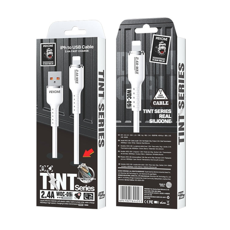 WK WDC-09i 2.4A USB to 8 Pin Silicone Data Cable, Length: 1.2m