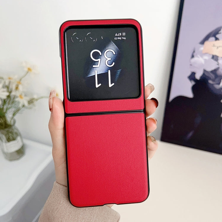 For Motorola Razr 50 Solid Color Leather Texture Phone Case
