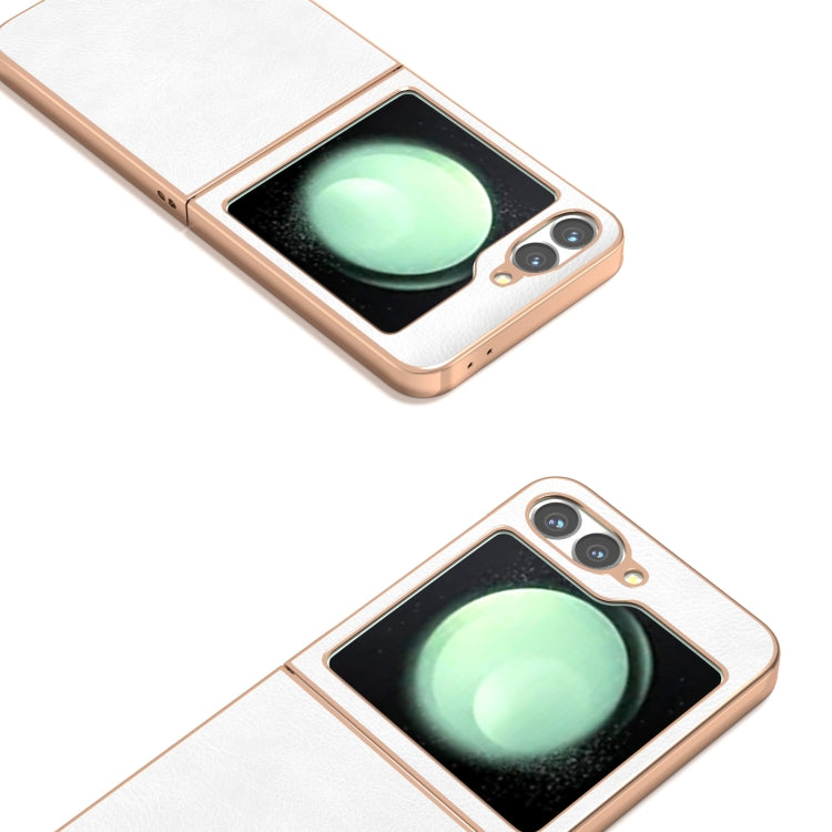 For Samsung Galaxy Z Flip6 / Flip7 FE Nano Electroplating Dual Color Lichi Texture PU Phone Case