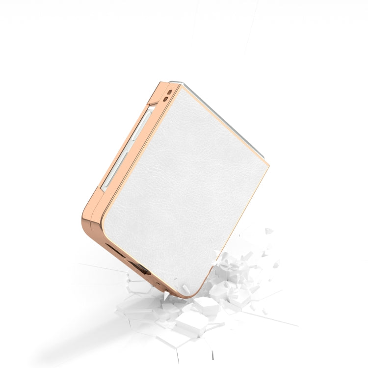 For Samsung Galaxy Z Flip6 / Flip7 FE Nano Electroplating Dual Color Lichi Texture PU Phone Case