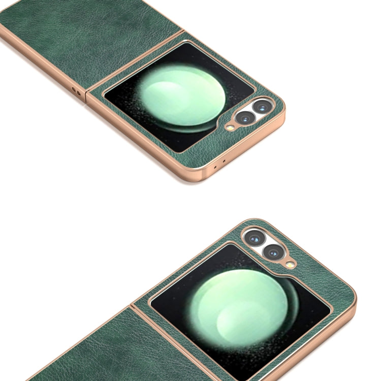 For Samsung Galaxy Z Flip6 / Flip7 FE Nano Electroplating Dual Color Lichi Texture PU Phone Case
