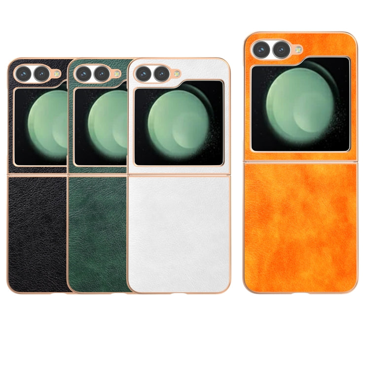 For Samsung Galaxy Z Flip6 / Flip7 FE Nano Electroplating Dual Color Lichi Texture PU Phone Case
