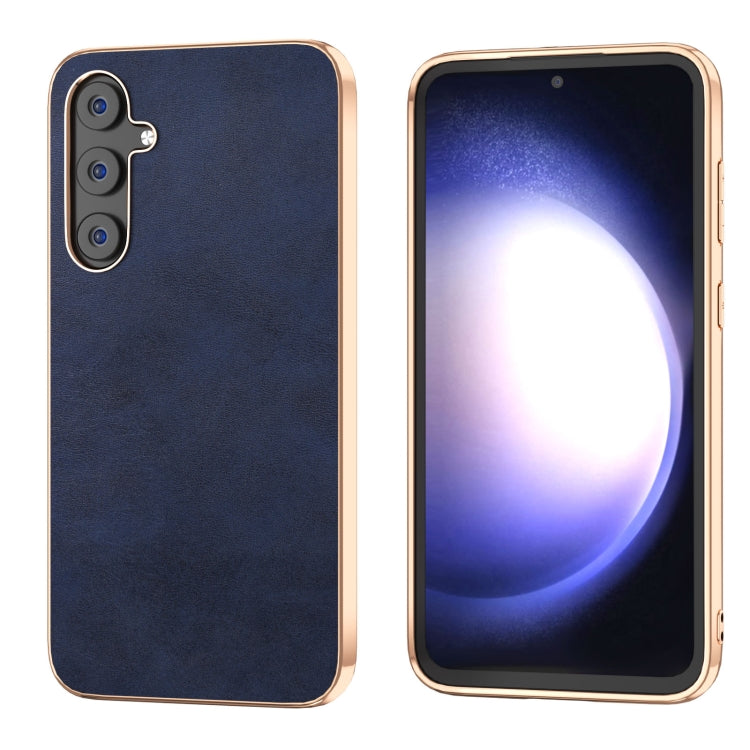 For Samsung Galaxy S23 FE 5G Nano Electroplating Dual Color Cowhide Texture Protective Phone Case