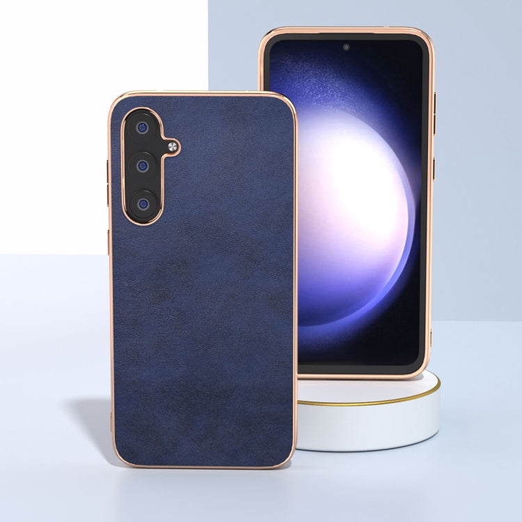 For Samsung Galaxy S23 FE 5G Nano Electroplating Dual Color Cowhide Texture Protective Phone Case