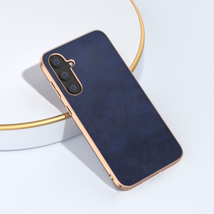 For Samsung Galaxy S23 FE 5G Nano Electroplating Dual Color Cowhide Texture Protective Phone Case