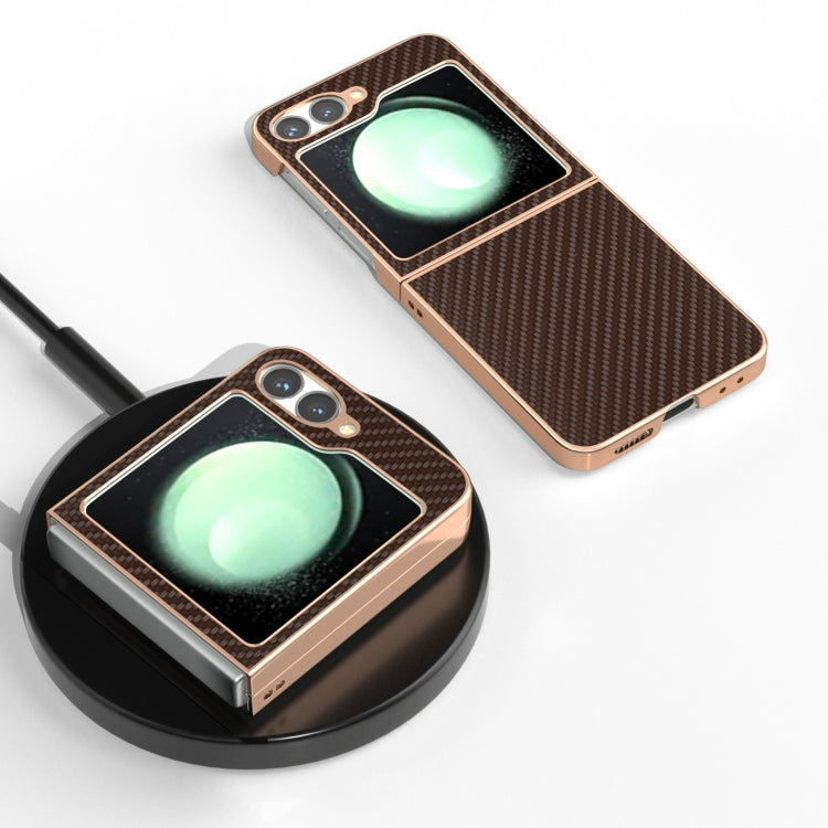 For Samsung Galaxy Z Flip6 / Flip7 FE Nano Electroplating Carbon Fiber Texture Phone Case