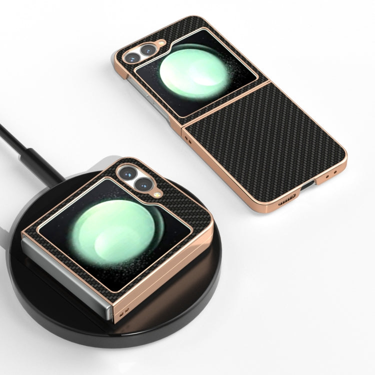 For Samsung Galaxy Z Flip6 / Flip7 FE Nano Electroplating Carbon Fiber Texture Phone Case