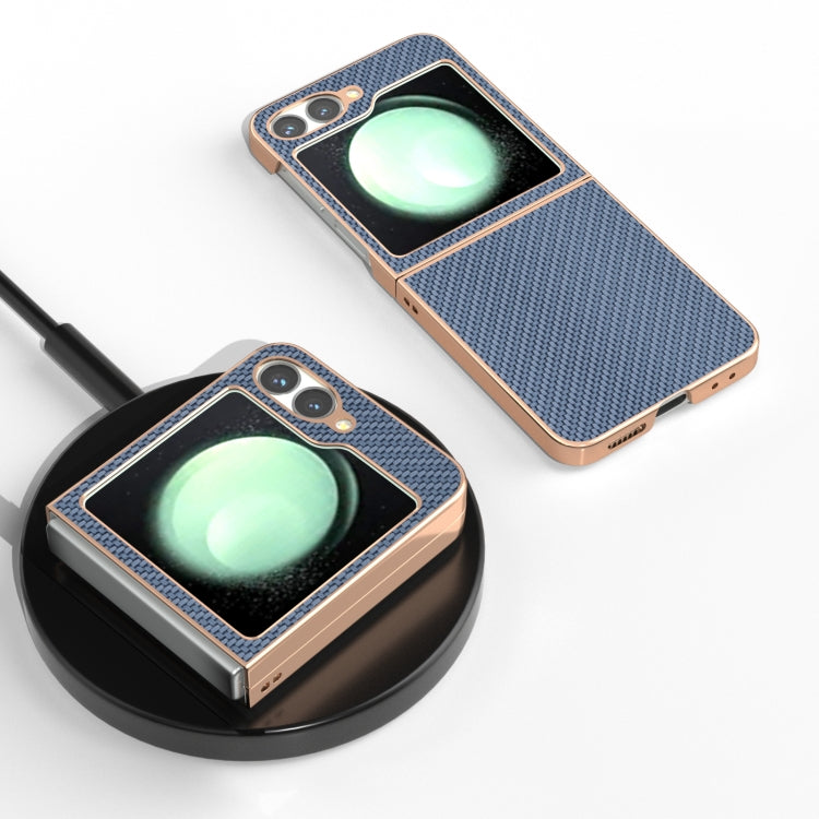For Samsung Galaxy Z Flip6 / Flip7 FE Nano Electroplating Carbon Fiber Texture Phone Case