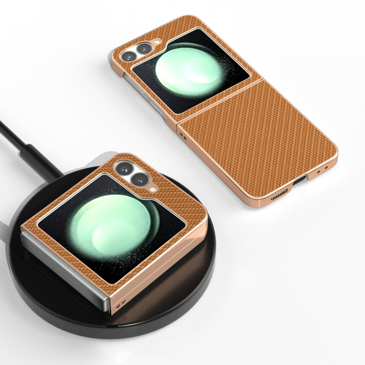 For Samsung Galaxy Z Flip6 / Flip7 FE Nano Electroplating Carbon Fiber Texture Phone Case