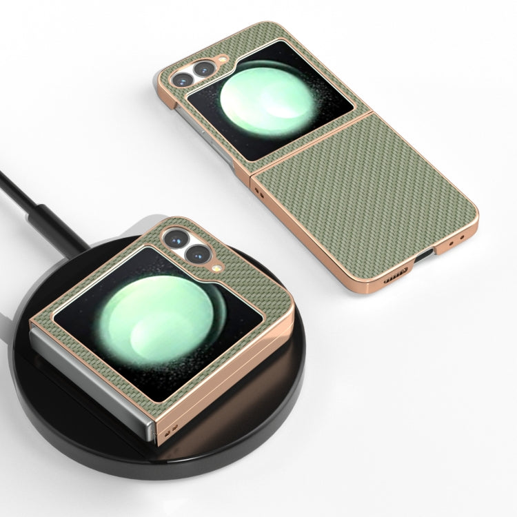 For Samsung Galaxy Z Flip6 / Flip7 FE Nano Electroplating Carbon Fiber Texture Phone Case
