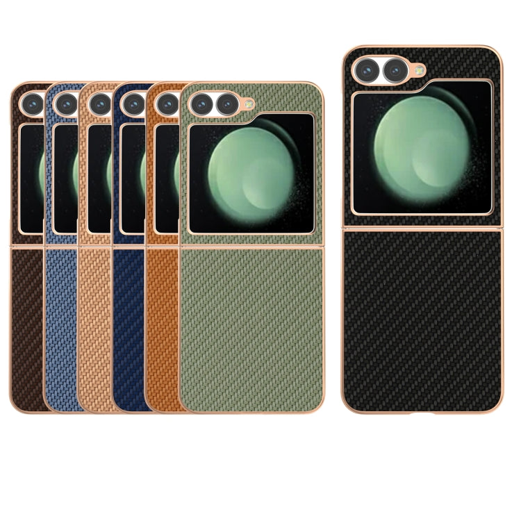 For Samsung Galaxy Z Flip6 / Flip7 FE Nano Electroplating Carbon Fiber Texture Phone Case