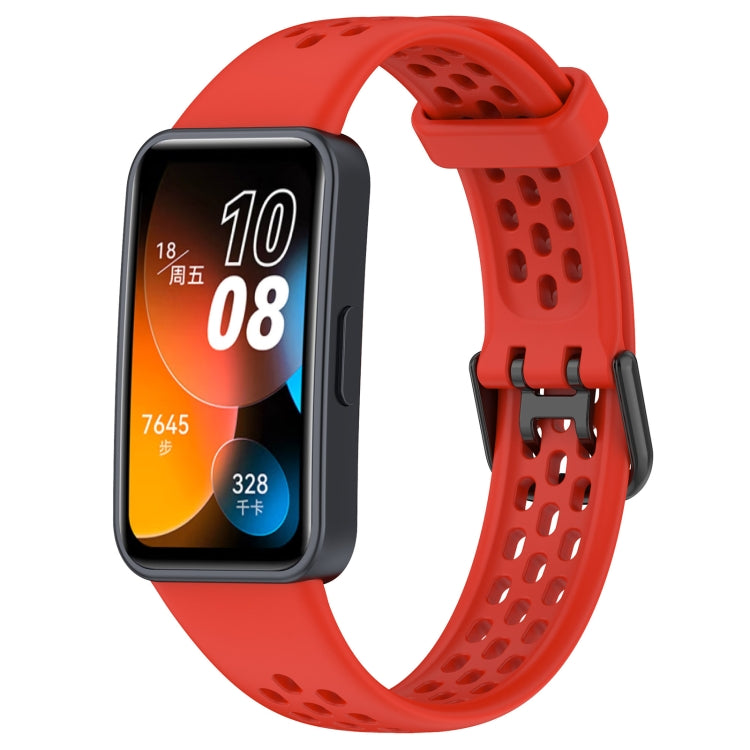 For Huawei Band 8 Solid Color Breathable Silicone Watch Band